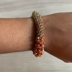 🍊Beautiful and unique, orange, beaded, woven, chain bracelet